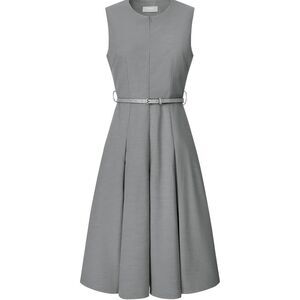 NEW Sleeveless Dress Zip Up Belted Fit & Flare Work L NO BELT